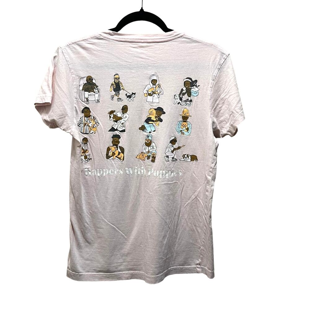 Dog Limited Graphic Tee Rappers With Puppies Light Pink Cotton Crew Sz Small